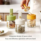 Luxury Glass Telescopic Seasoning Tank with Integrated Spoon Lid
