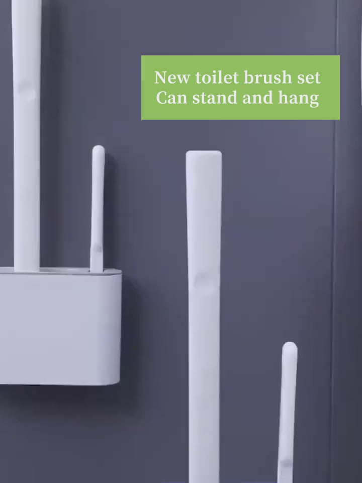 Wall Mounted Silicone Toilet Brush Set